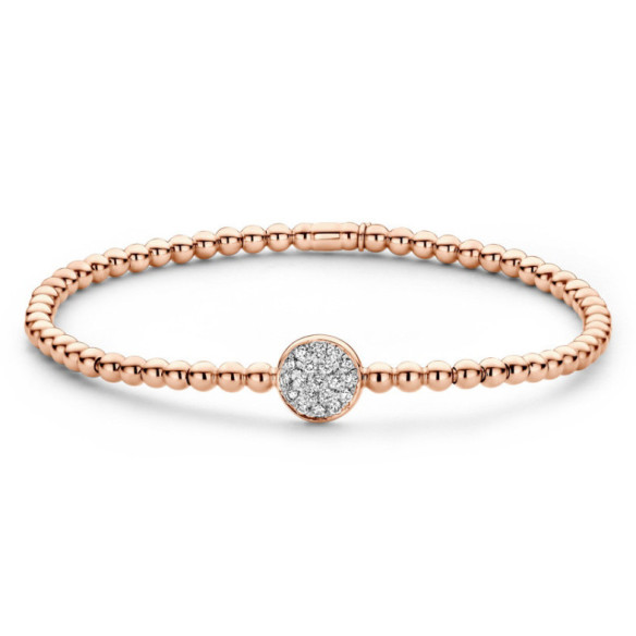 Pulsera Elástica de Oro y Rosetón Central de Diamantes Colette - BRACCIALI