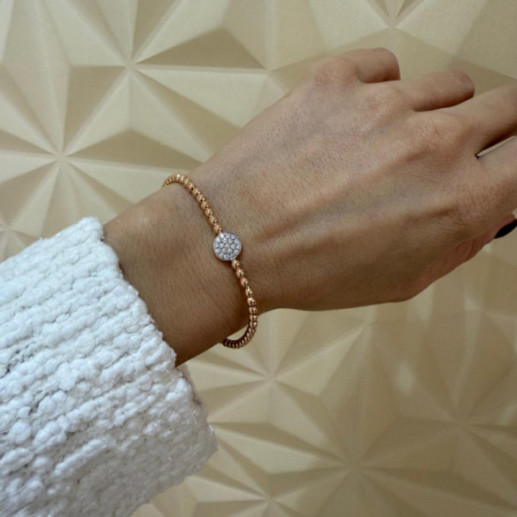 Pulsera Elástica de Oro y Rosetón Central de Diamantes Colette - PULSERAS 2