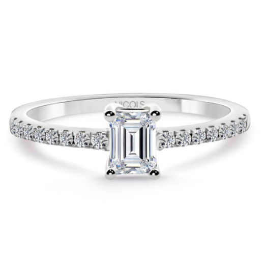 Anillo Compromiso Dafne Petit Diamante Esmeralda 0.30 Oro Blanco - Anéis de compromisso únicos