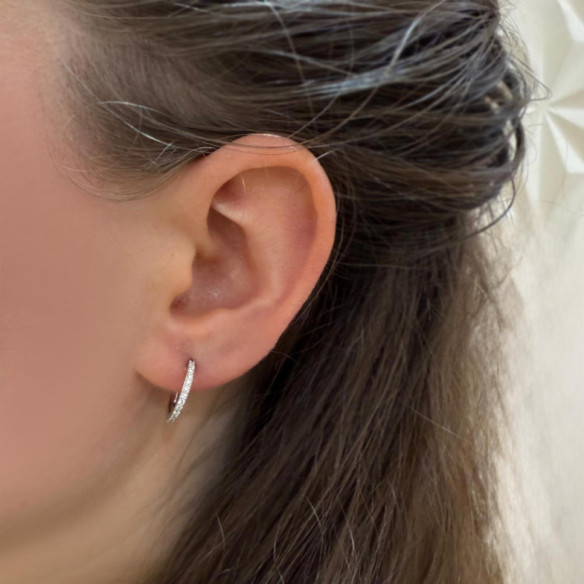Pendientes Diamantes Aro Minimal 0.35ct - Brincos