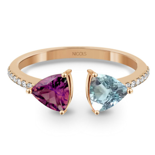 Amethyst Diamond Ring e Topaz Trillon - Anelli altre pietre preziose