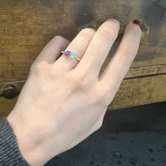 Anillo Diamantes Amatista Y Topacio Trillon - Anillos Otras Piedras Preciosas