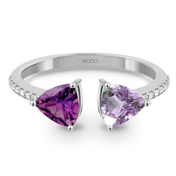 Amethyst Diamond Ring TRILLON - Rings other precious stones