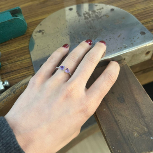 Anillo Diamantes Amatista Trillon - Anillos Otras Piedras Preciosas 2