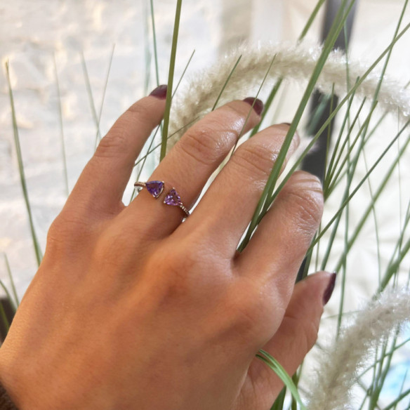 Amethyst Diamond Ring TRILLON - Rings other precious stones