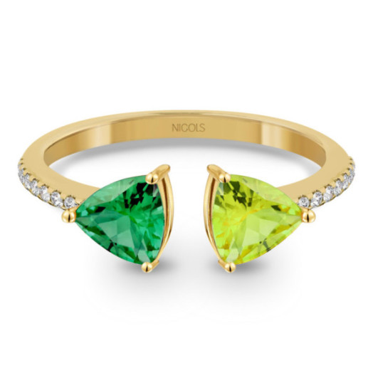 Diamond Ring Green Quartz e Quarzo Limón Trillon - Anelli altre pietre preziose