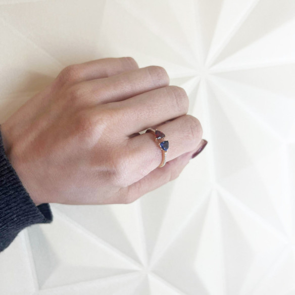 Anillo Diamantes Granate Y Iolita Trillon - Ringe andere Edelsteine