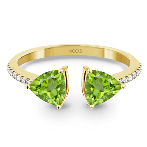 Anillo Diamantes Peridoto Trillon - Anillos Otras Piedras Preciosas