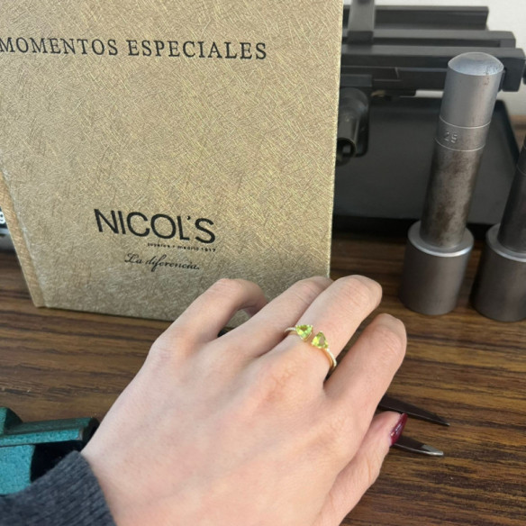 Anillo Diamantes Peridoto Trillon - Anillos Otras Piedras Preciosas