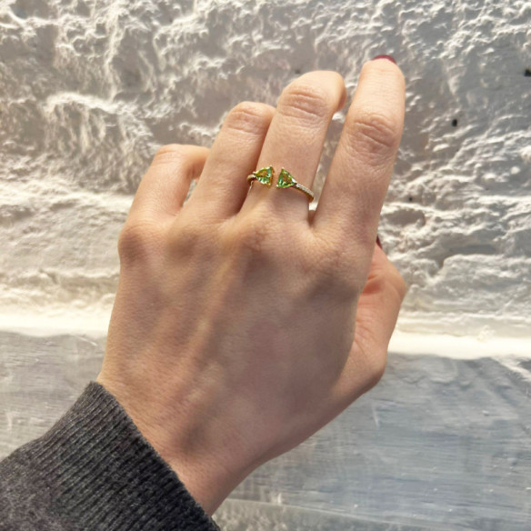 Anillo Diamantes Peridoto Trillon - Anillos Otras Piedras Preciosas