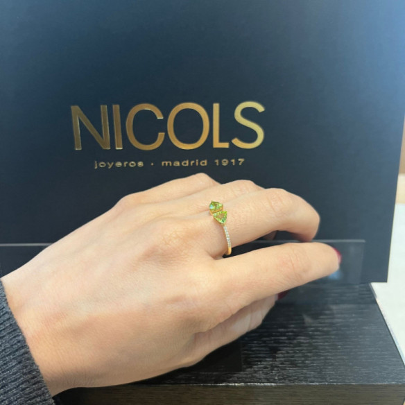 Anillo Diamantes Peridoto Trillon - Anillos Otras Piedras Preciosas