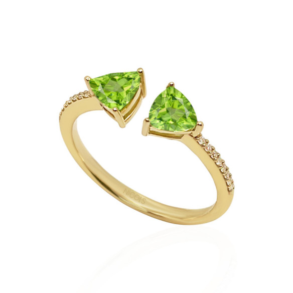 Anillo Diamantes Peridoto Trillon - Anillos Otras Piedras Preciosas