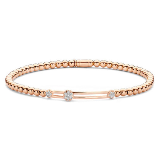 Pulsera Oro Diamantes Elastic Camelia triple - Pulseras de Diamantes