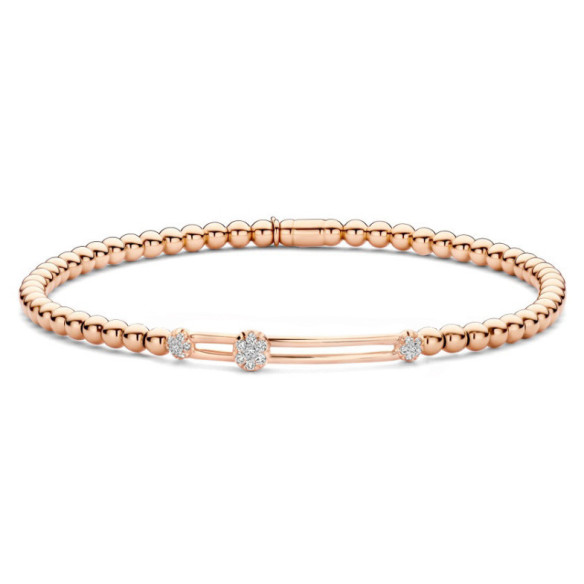 Pulsera Oro Diamantes Elastic Camelia triple - Pulseras de Diamantes