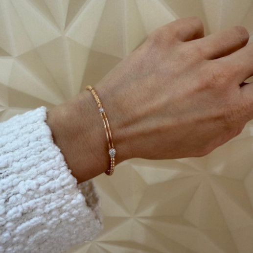 Pulsera Oro Diamantes Elastic Camelia triple - Diamant-Armbänder 2