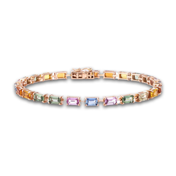 Pulsera Riviere Zafiros Colores Oro Rosa Rainbow - Pulseiras de cor de pedras