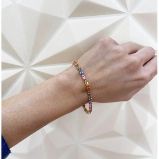 Pulsera Riviere Zafiros Colores Oro Rosa Rainbow - Bracelets de couleur de pierres 2