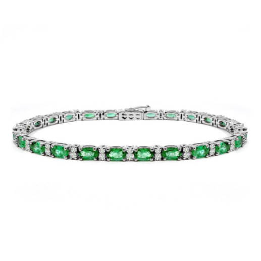 White gold, emerald and diamond bracelet Riviere Royal - Stones Color Bracelets