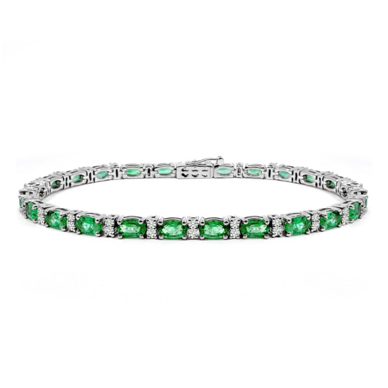 Pulsera oro blanco esmeraldas y diamantes Riviere Royal - Pulseiras de cor de pedras