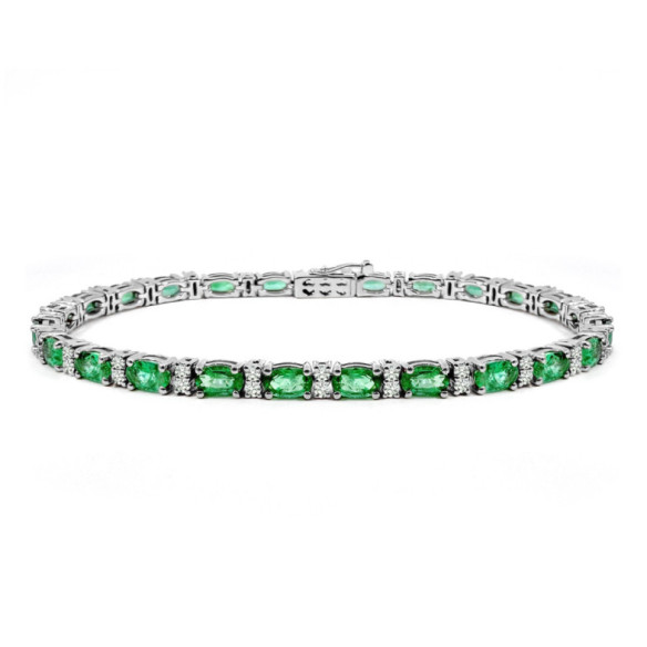 White gold, emerald and diamond bracelet Riviere Royal - Stones Color Bracelets
