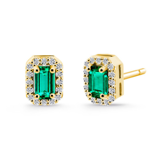Pendientes Esmeraldas Sunset Rectangle  Oro amarillo - Brincos
