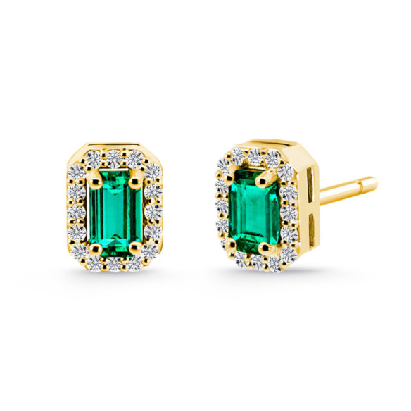 Pendientes Esmeraldas Sunset Rectangle  Oro amarillo - Brincos