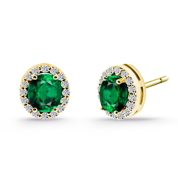Pendientes Esmeralda Oval y diamantes Sunset - Brincos