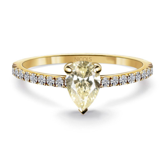 Anillo Diamante Limón Pera Solitario 0.45 Quilates - Talla Pera