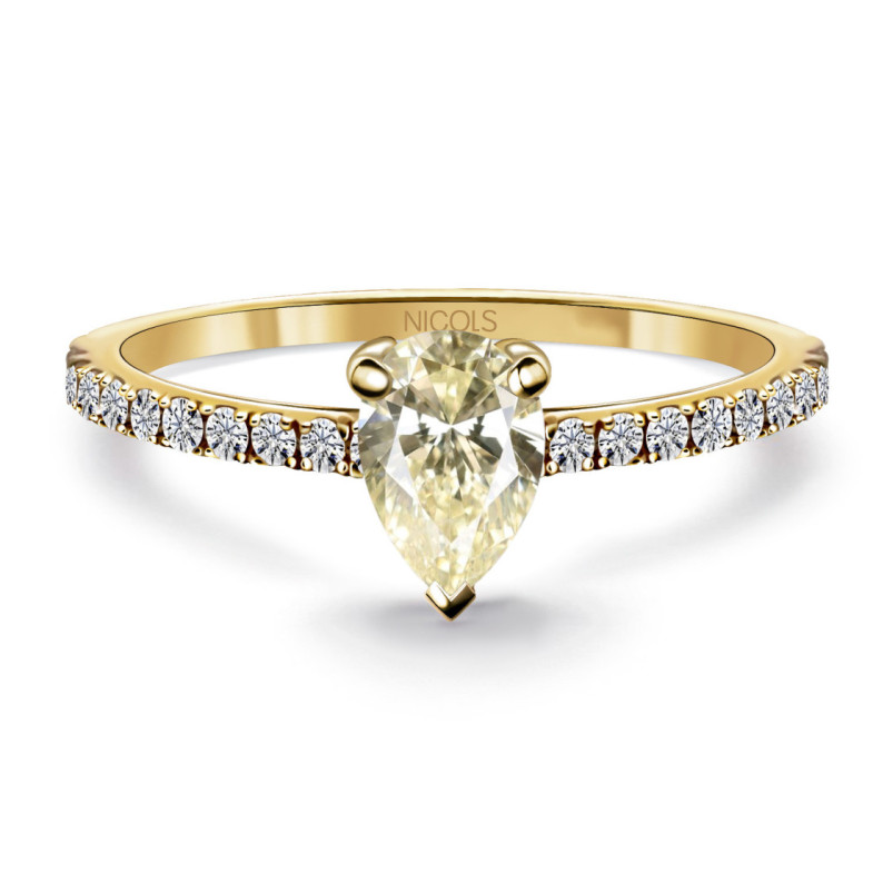 Pear Lemon Diamond Solitaire Ring 0.45 Carat - Talla Pera
