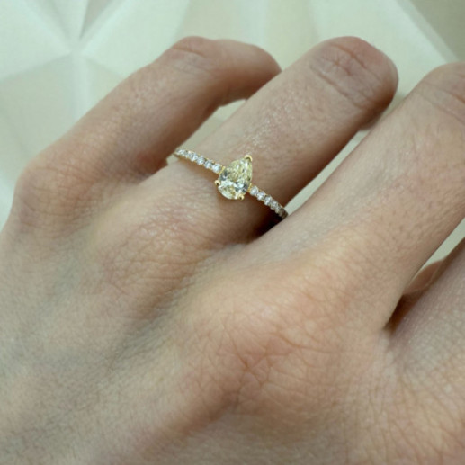 Anillo Diamante Limón Pera Solitario 0.45 Quilates - Talla Pera 2