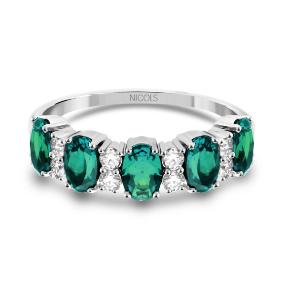 Riviere Royal Oval Emerald and Diamond Ring - Emerald rings
