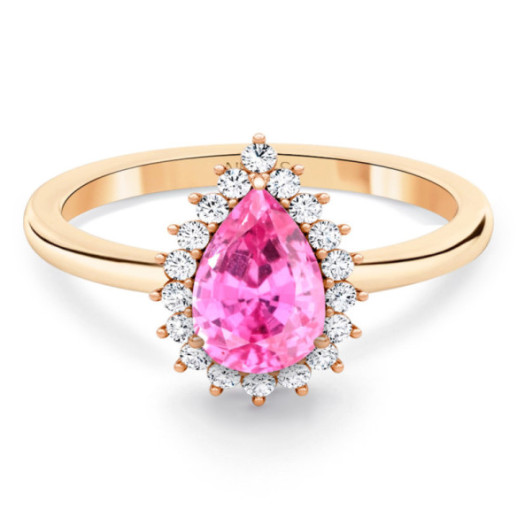Anillo zafiro rosa y diamantes Alba Oro rosa - Jóias