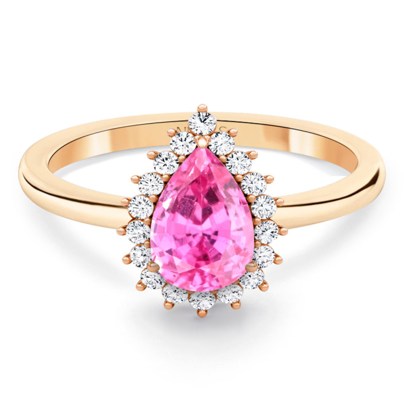 Anillo zafiro rosa y diamantes Alba Oro rosa - Joyas