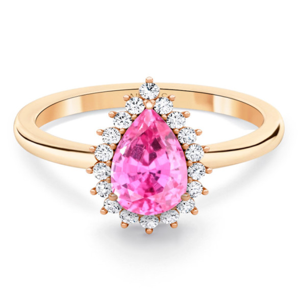 Anillo zafiro rosa y diamantes Alba Oro rosa - Jóias