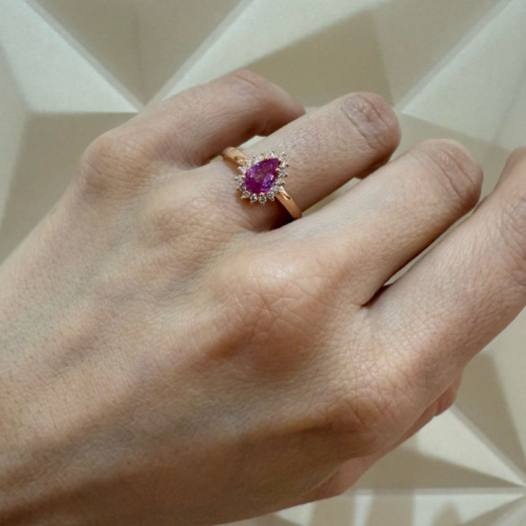 Anillo zafiro rosa y diamantes Alba Oro rosa - Jóias