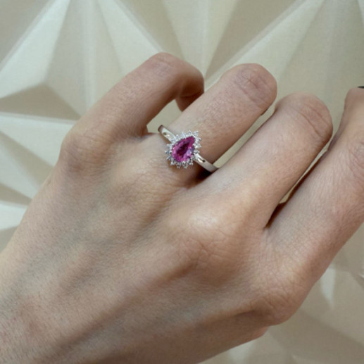 Anillo zafiro rosa y diamantes Alba - Ringe Farbsteine 2
