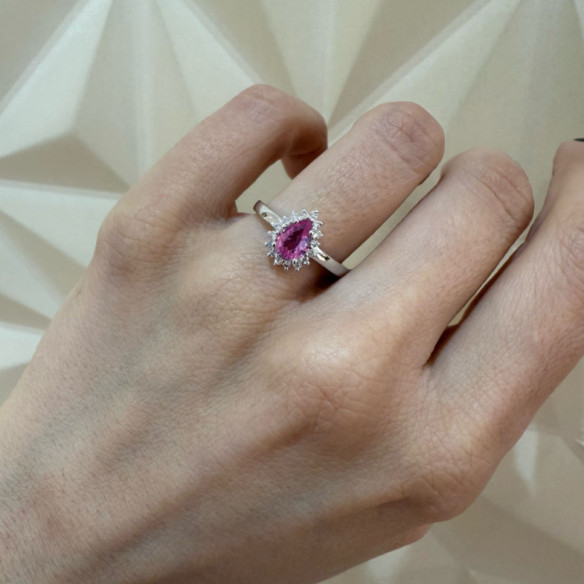 Anillo zafiro rosa y diamantes Alba - Anéis de cor de cor