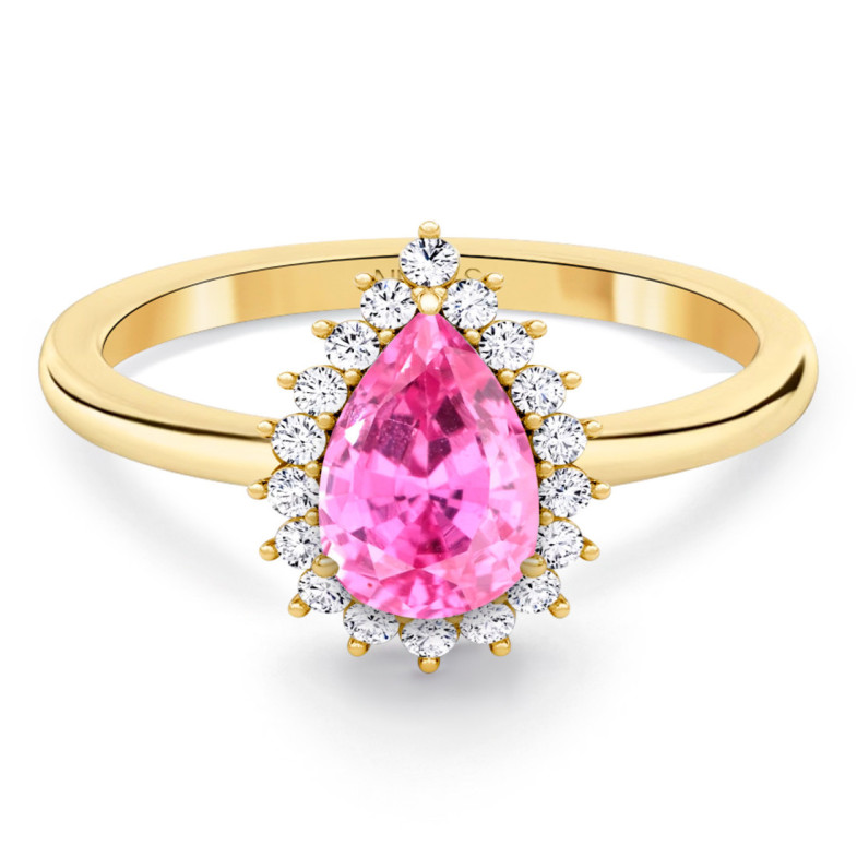 Anillo zafiro rosa y diamantes Alba Oro amarillo - Anelli zaffiro