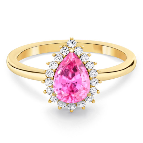 Anillo zafiro rosa y diamantes Alba Oro amarillo - Saphiringe
