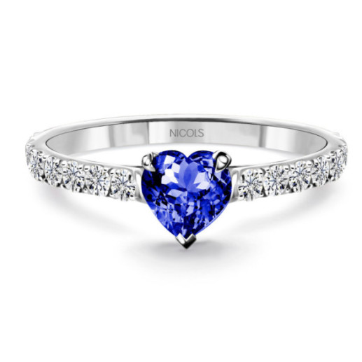 Anillo corazón Lolita Zafiro y Diamantes 0,55 - Anillos de Promesa Diamantes