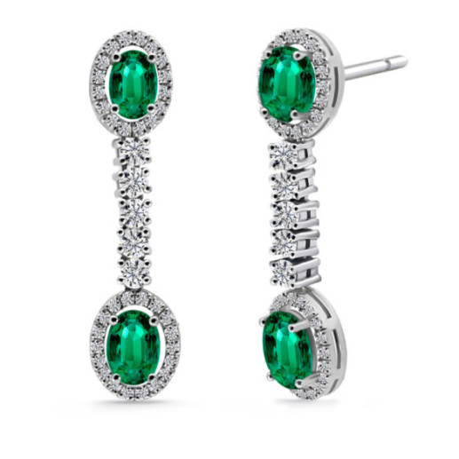 Pendientes Esmeraldas y Diamantes Dalia Oval - Brincos Esmeralda