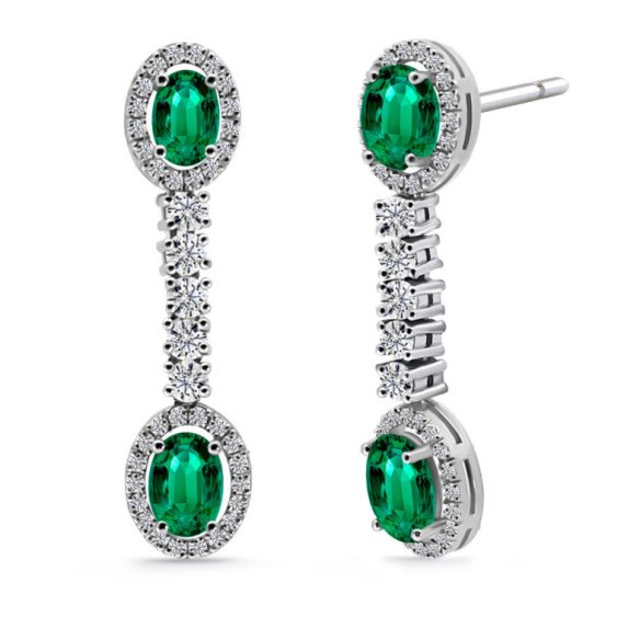 Pendientes Esmeraldas y Diamantes Dalia Oval - Brincos Esmeralda