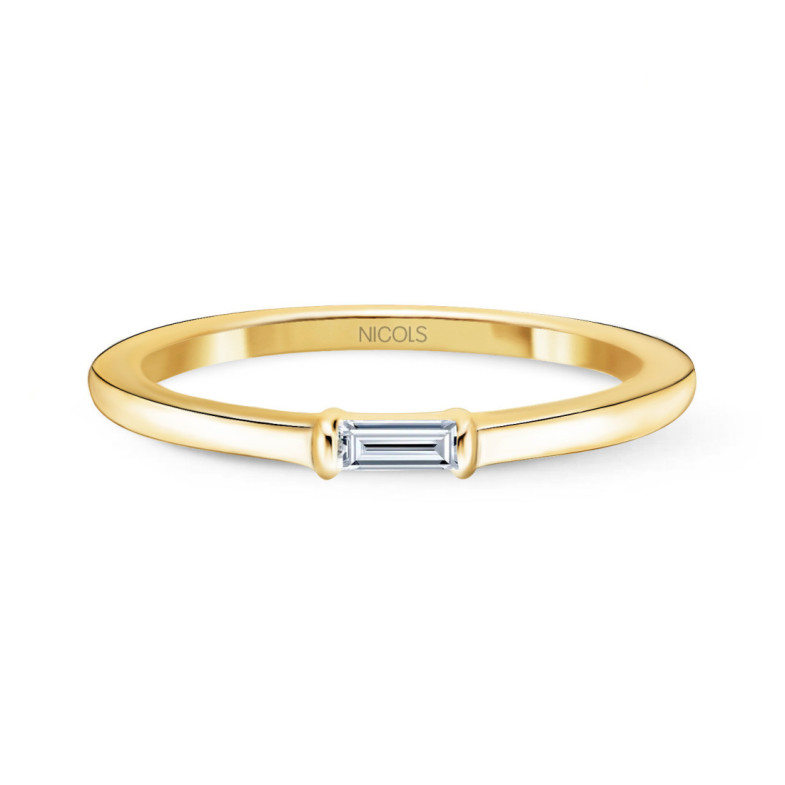 Anillo Compromiso Lirio Oro Amarillo con Diamante Baguette 0.10Ct. - Anillos de Compromiso