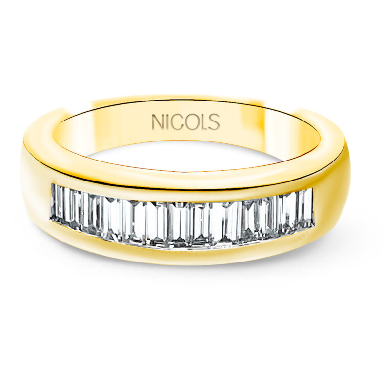 Anello Alleanza Abelia 0.70 Oro Giallo - Intaglio baguette