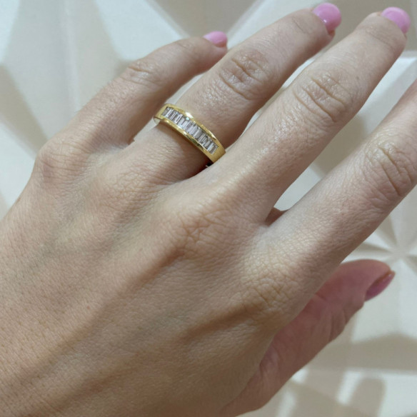 Anello Alleanza Abelia 0.70 Oro Giallo - Intaglio baguette