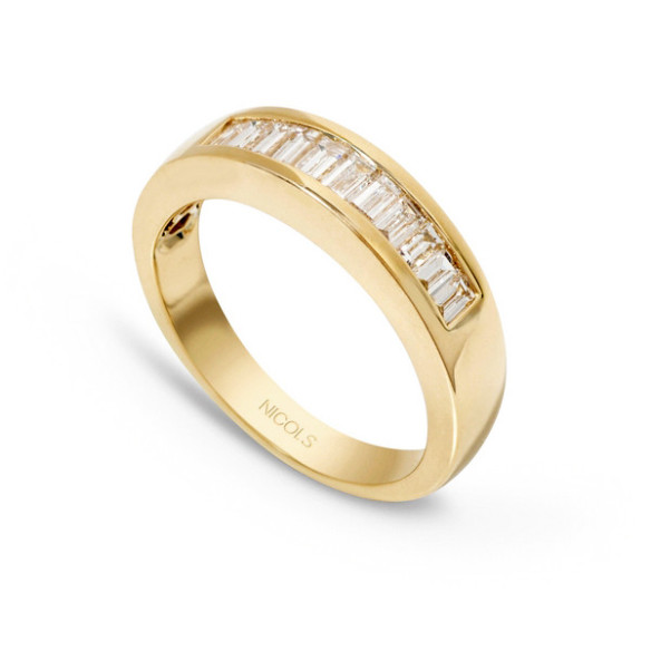 Anello Alleanza Abelia 0.70 Oro Giallo - Intaglio baguette