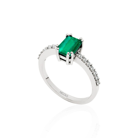 Emerald Ring 0.95ct White Gold DAFNE COLOR - Anniversary Rings