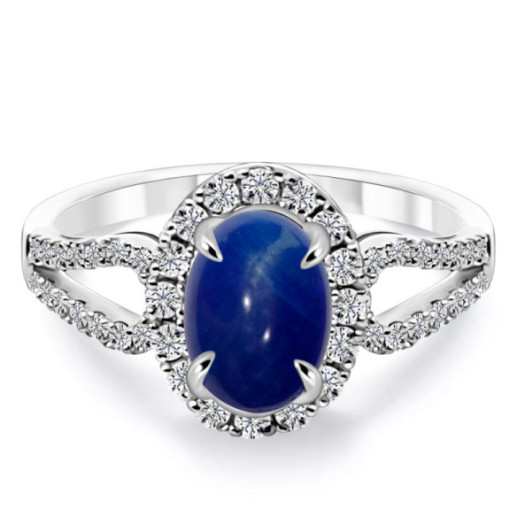 Anillo Diamantes Zafiro Cabujon Royal Jewels - Anillos de Zafiro
