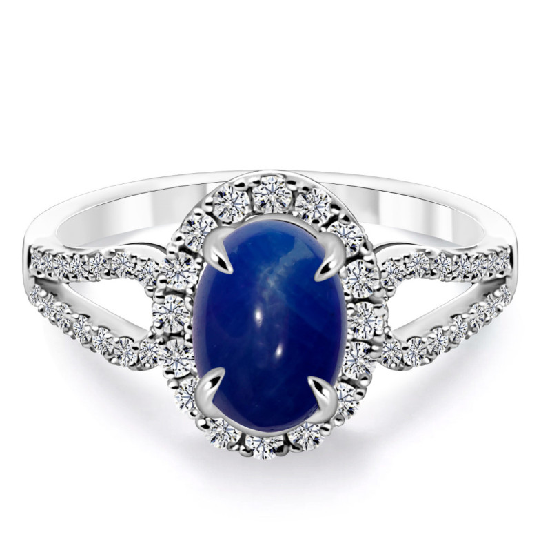 Anillo Diamantes Zafiro Cabujon Royal Jewels - Bagues en saphir