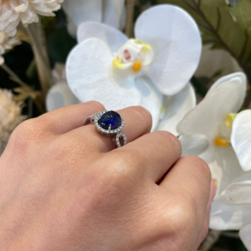 Anillo Diamantes Zafiro Cabujon Royal Jewels - Anillos de Zafiro 2